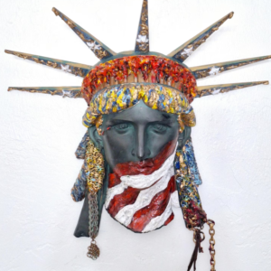 LIBERTY HEAD Wall attachment-Fully hand decorated.