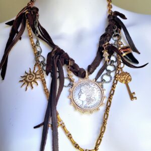 MARZIA G. NKS-103 sm - Designer Necklace Mod: Leather with accessories